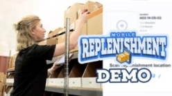 Women in warehouse with Mobile Replenishment demo title